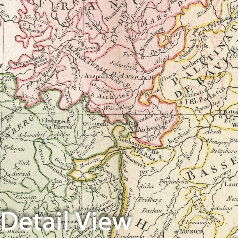 Historic Map : Cercles De Baviere de Franconie et de Souabe, 1786, Vintage Wall Decor