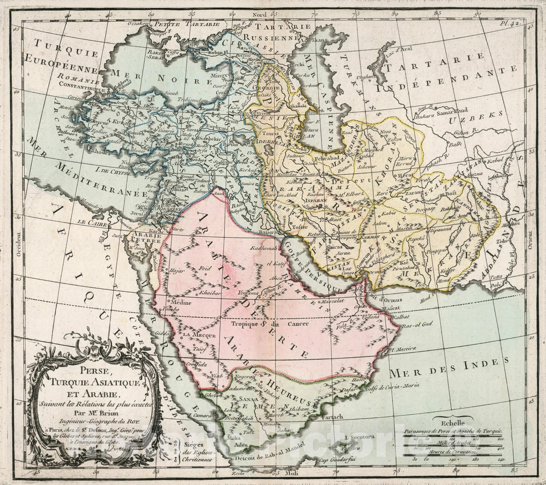 Historic Map : Perse, Turquie Asiatique, et Arabie, 1786, Vintage Wall Decor