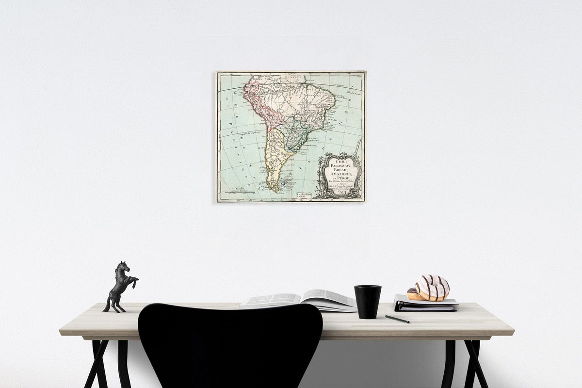 Historic Map : Chili, Paraguay, Bresil, Amazones et Perou, 1786, Vintage Wall Decor