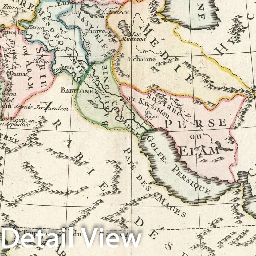 Historic Map : Carte des Pays et Principaux Lieux Connus dans les premiers ages du Monde, 1786, Vintage Wall Decor