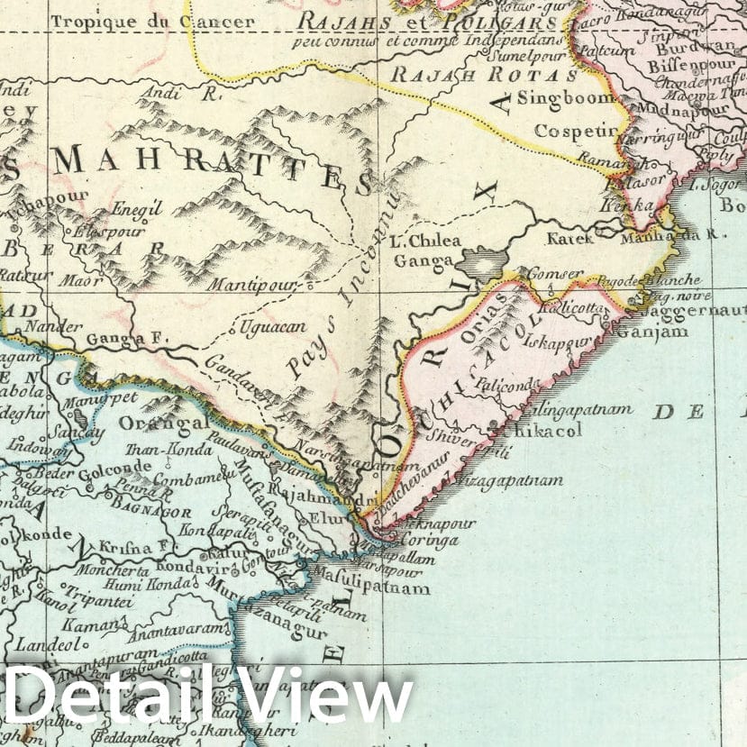 Historic Map - Nouvelle Carte de la Partie Des Indes Orientales, qui comrend, entr'autres Etats/Map of India, North to Mongolia and Tibet, 1786 - Vintage Wall Art