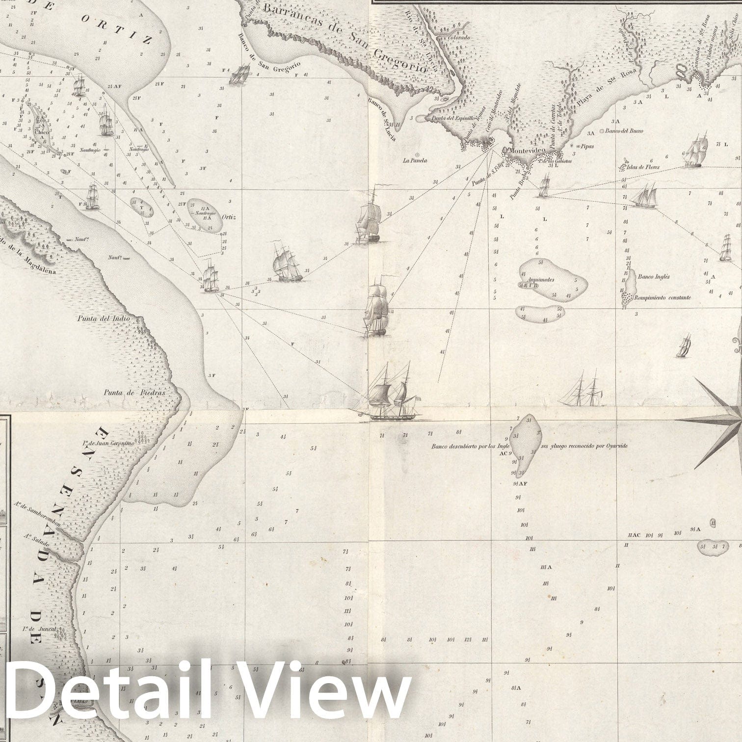 Historic Map : Carta esferica del Rio de la Plata, 1826, Vintage Wall Decor