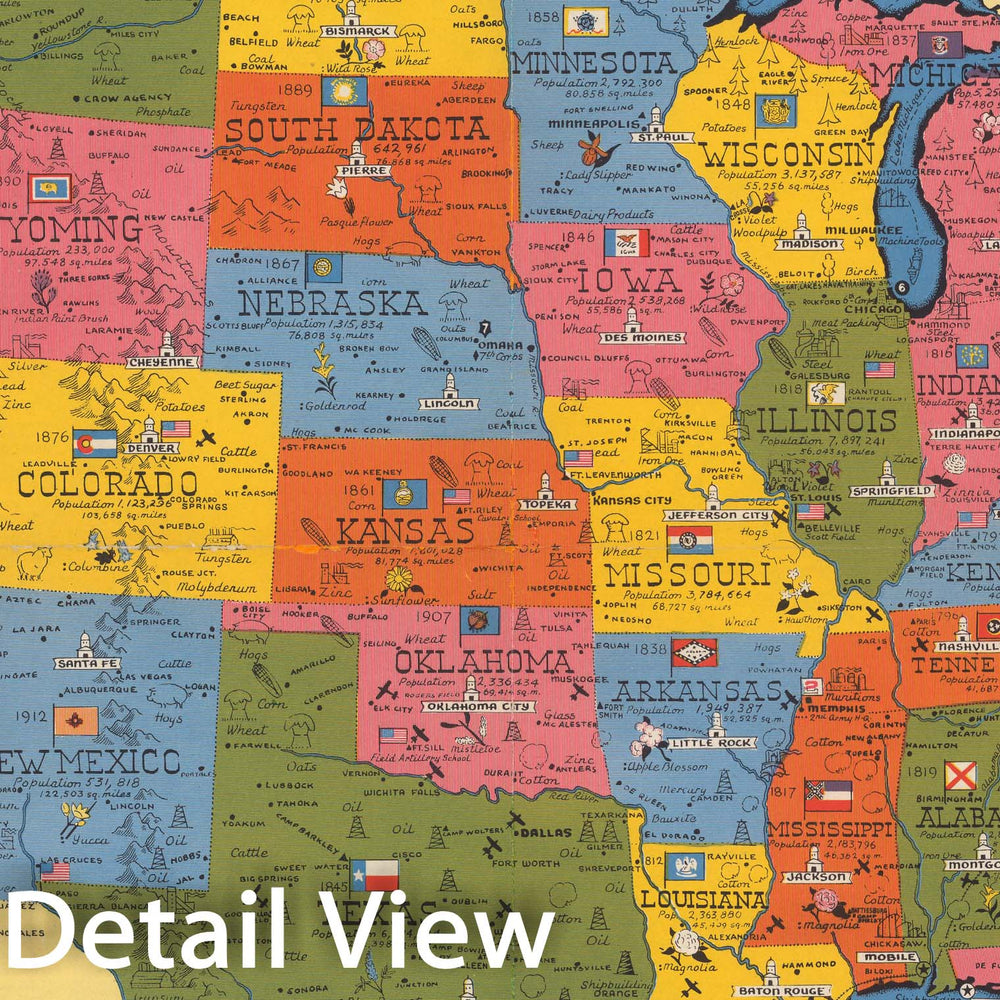 Historic Map : The United States at War, 1943, Vintage Wall Decor