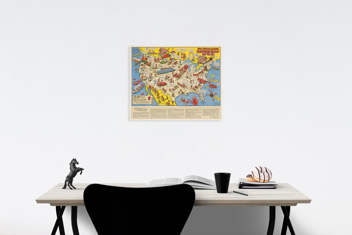 Historic Map : Bill Whiffletree's ration map of U.S, 1944, Vintage Wall Decor