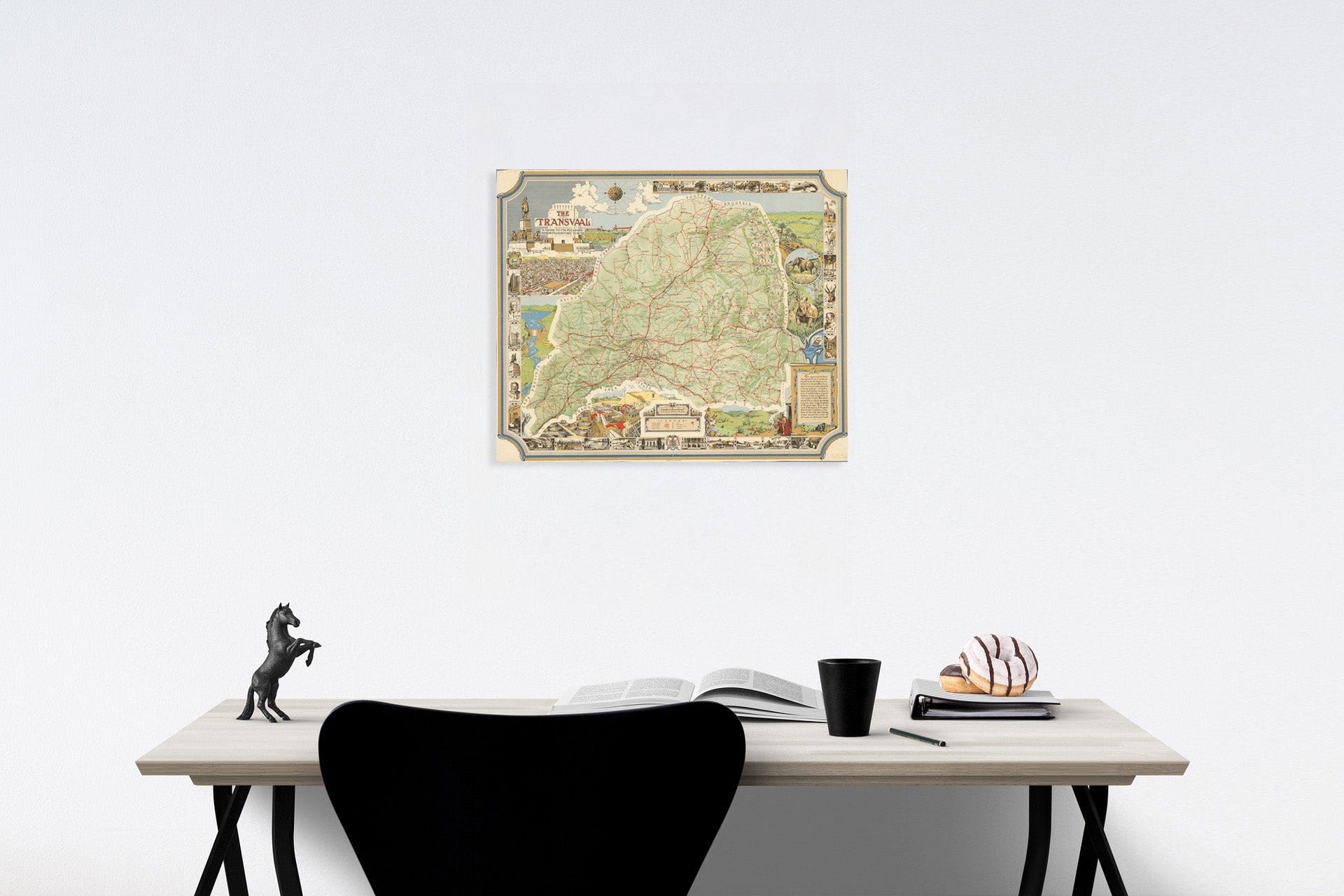 Historic Map : The Transvaal : a guide to its pleasure resorts & historic places, 1935, Vintage Wall Decor