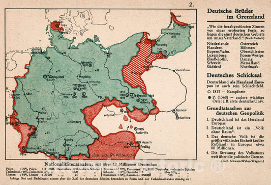 Historic Map : Deutschland Bruder im Grenzland, 1935, Vintage Wall Decor