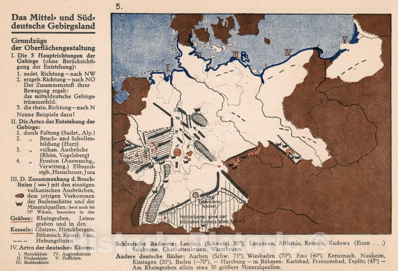 Historic Map : Das Mittel und Suddeutsche Gebirgsland, 1935, Vintage Wall Decor