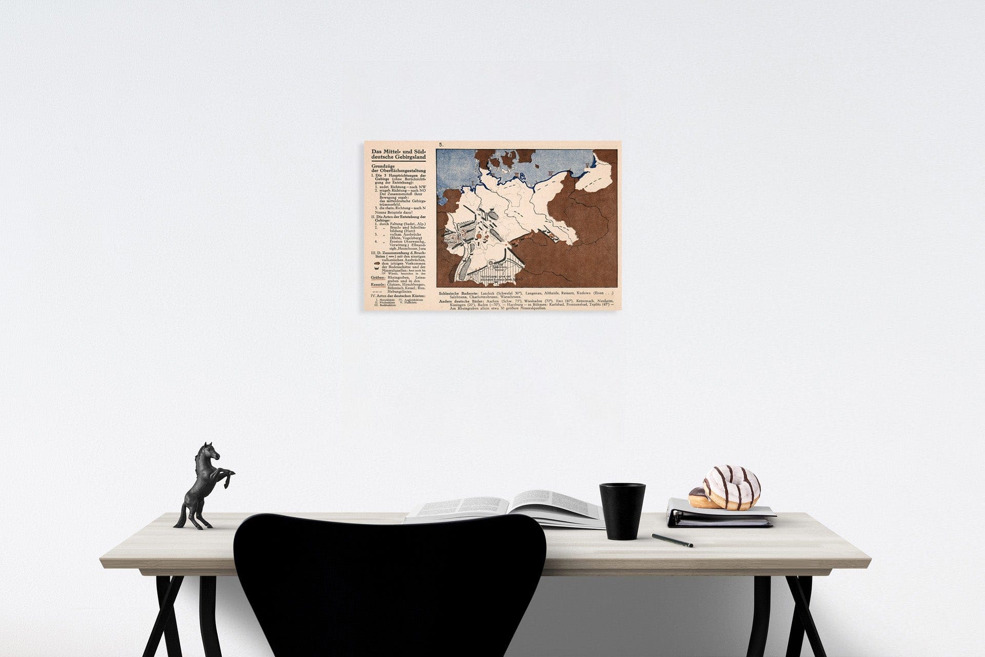 Historic Map : Das Mittel und Suddeutsche Gebirgsland, 1935, Vintage Wall Decor