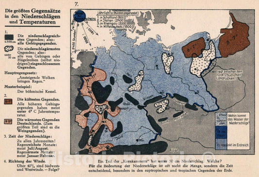Historic Map : Die grossen Gegensatze in den Niederschlagen und Temperaturen, 1935, Vintage Wall Decor