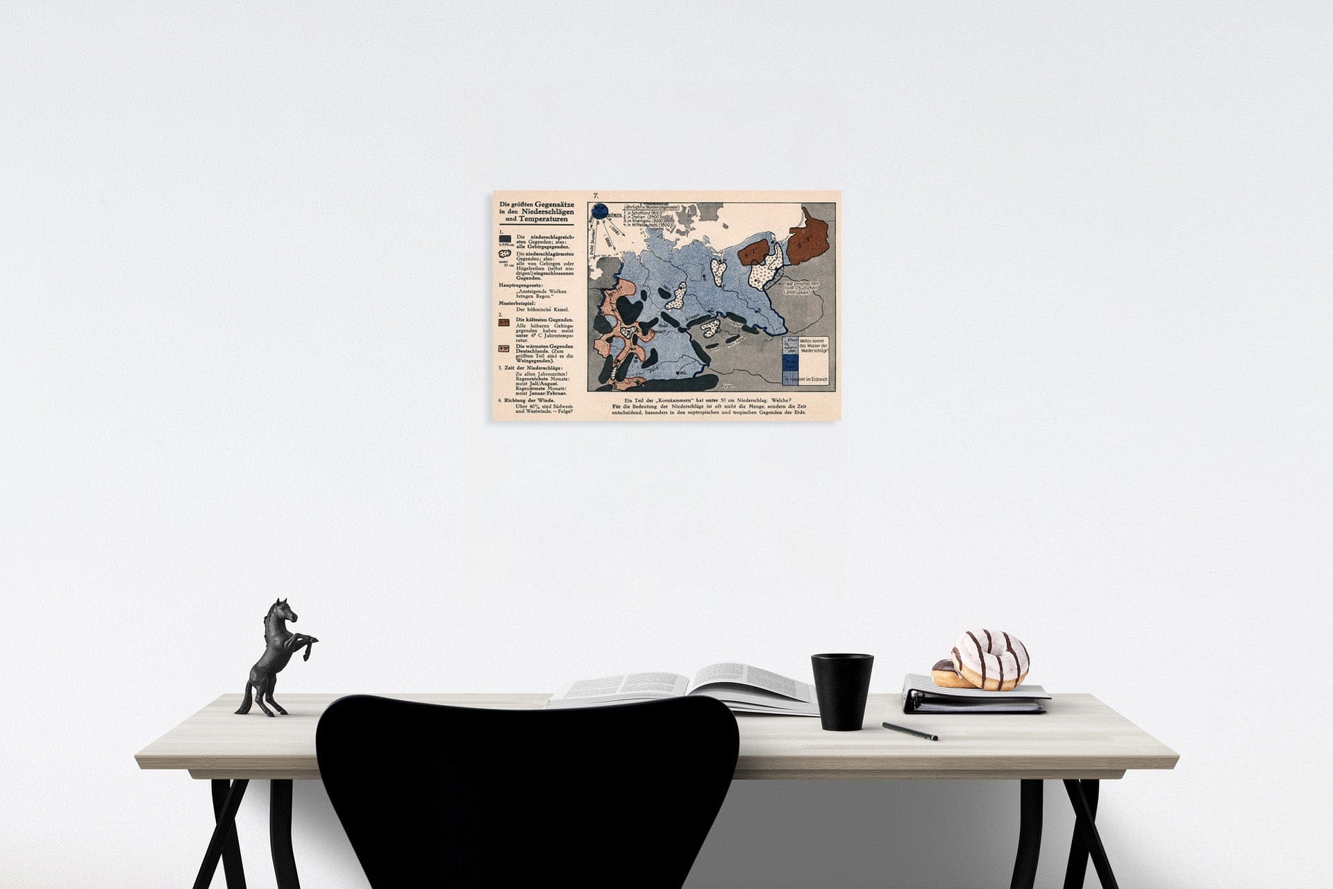 Historic Map : Die grossen Gegensatze in den Niederschlagen und Temperaturen, 1935, Vintage Wall Decor
