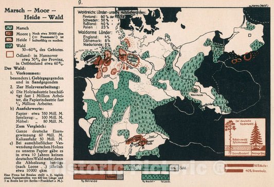 Historic Map : Marsch - Moor - Heide - Wald, 1935, Vintage Wall Decor