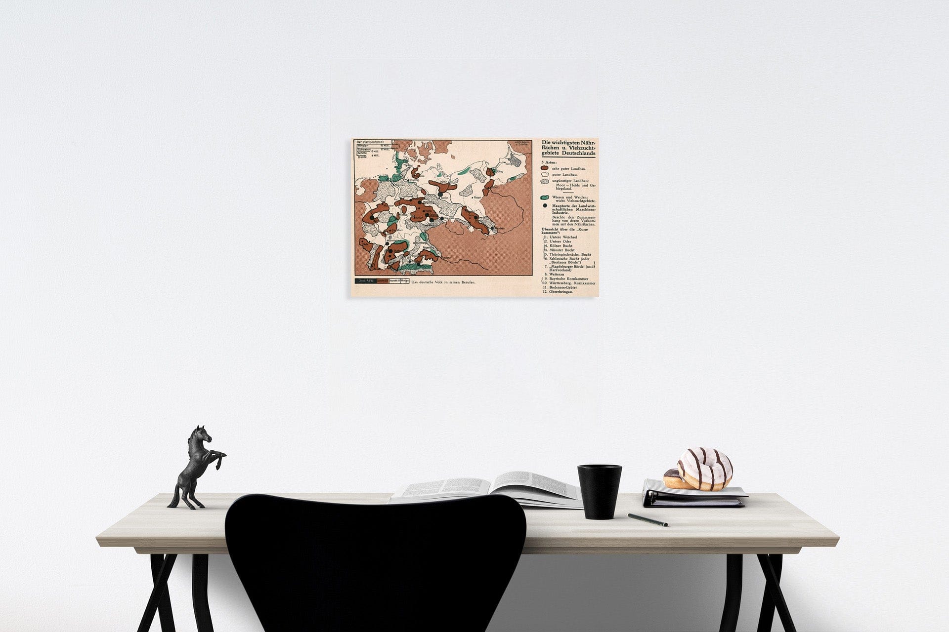 Historic Map : Die wichtigsten nahr flachen u. Viehzuch gebiete Deutschlands, 1935, Vintage Wall Decor