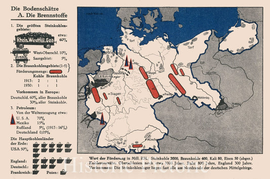 Historic Map : Die Bodenschatz : A. Die Brennstoffe, 1935, Vintage Wall Decor