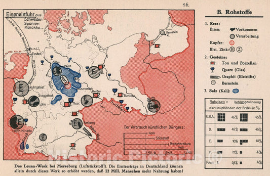 Historic Map : B. Rohstoffe, 1935, Vintage Wall Decor