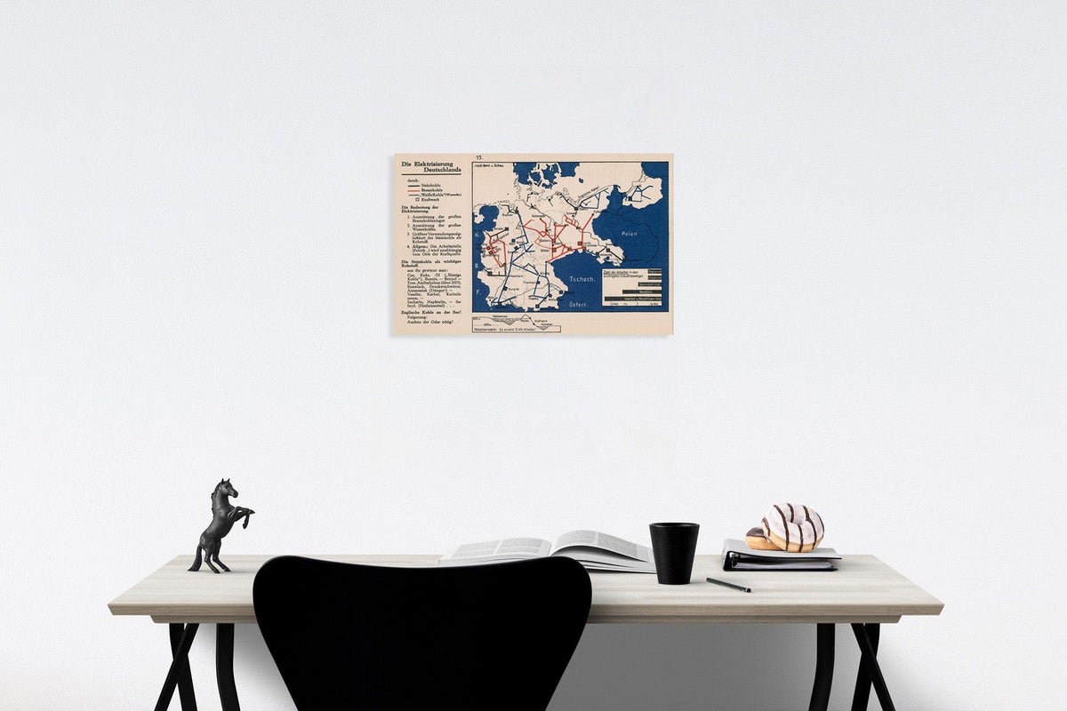 Historic Map : Die Elektrisierung Deutschlands, 1935, Vintage Wall Decor
