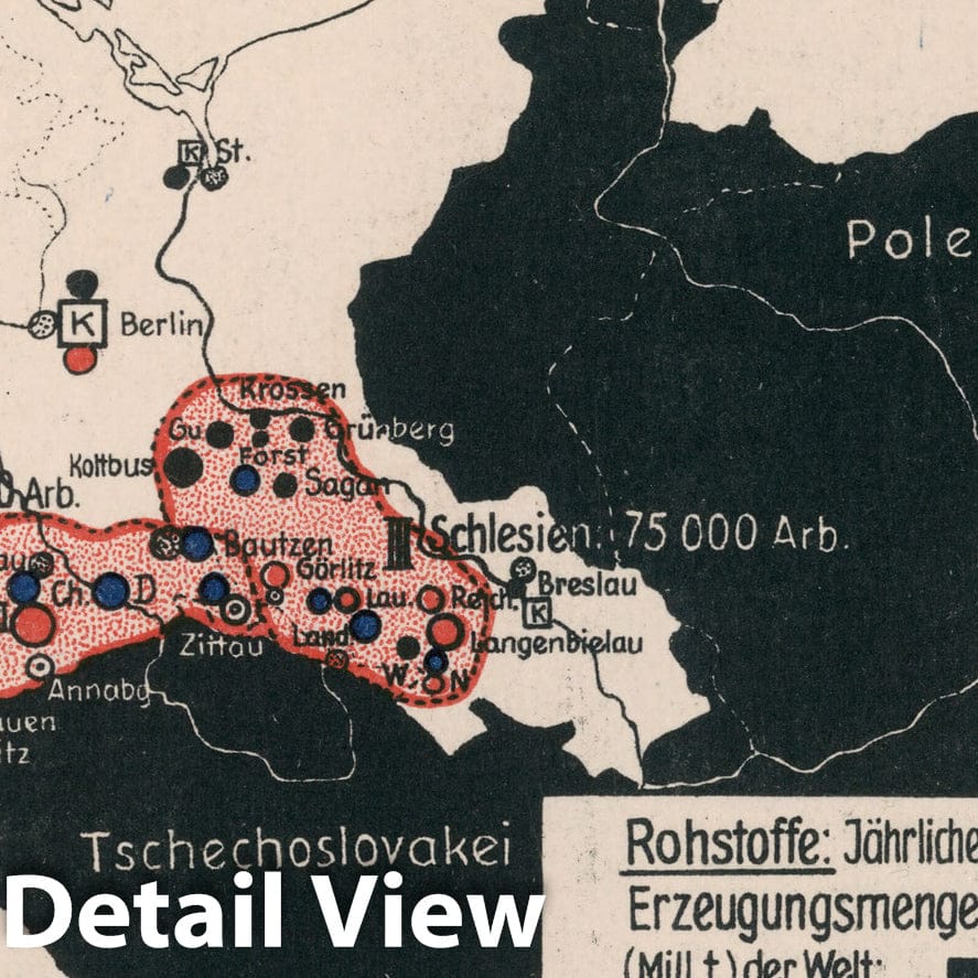 Historic Map : Die Spinnstoff industrien, 1935, Vintage Wall Decor