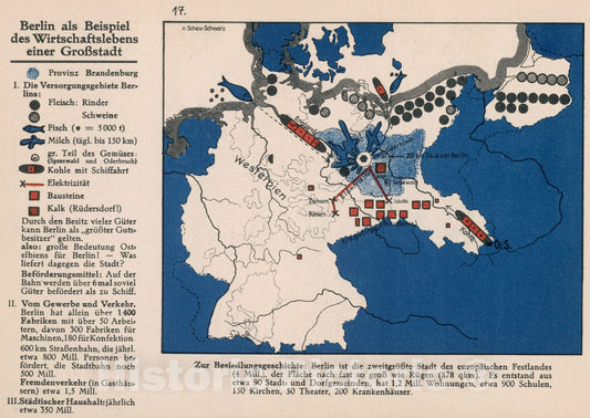Historic Map : Berlin als Beispiel des Wirtschaftslebens einer grossstadt, 1935, Vintage Wall Decor