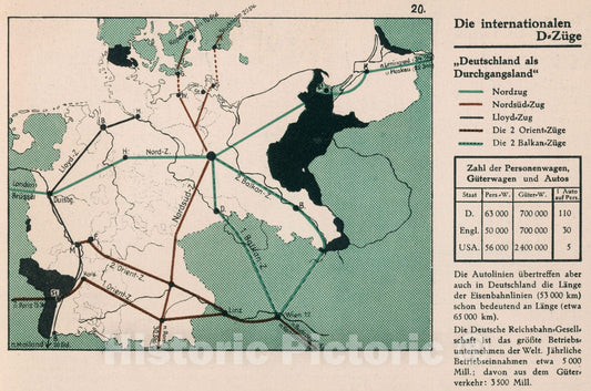 Historic Map : Die internationalen D=Zuge, 1935, Vintage Wall Decor