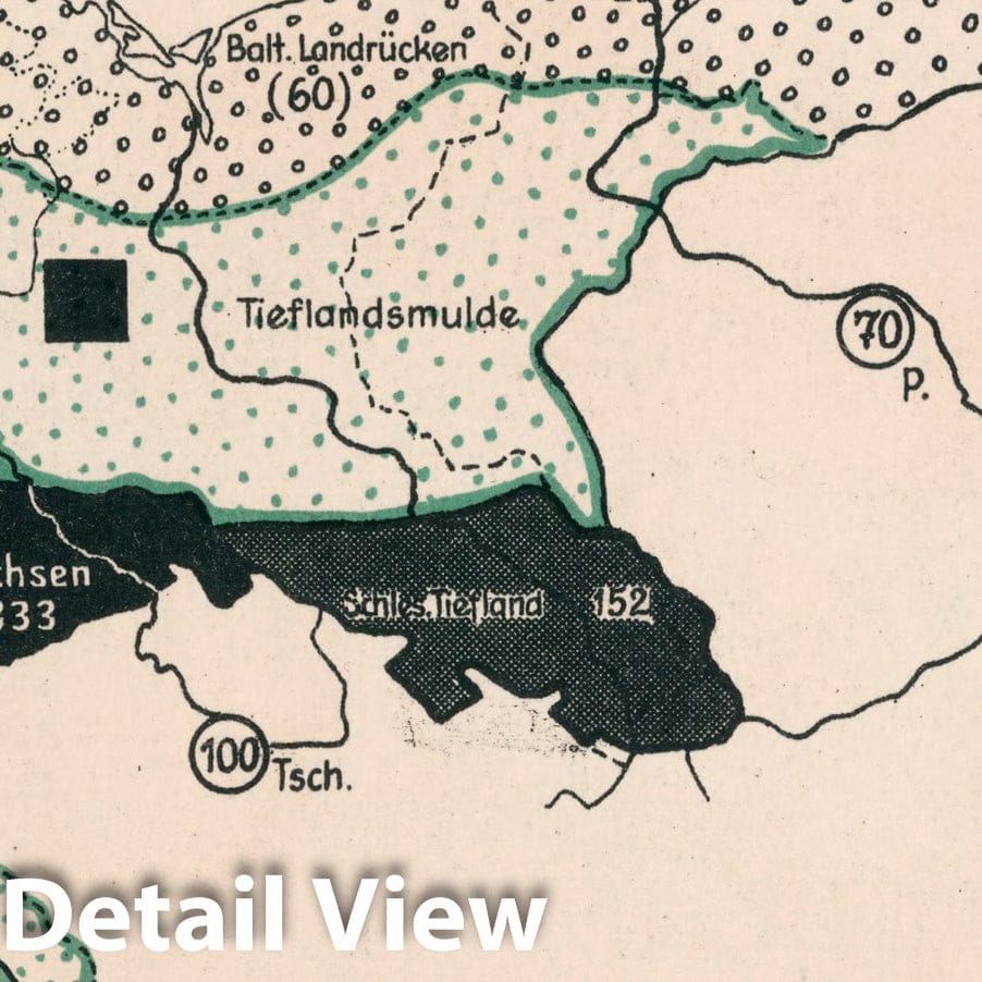 Historic Map : Bevolkerungsdichte nach den naturlichen Einheiten Deutschlands, 1935, Vintage Wall Decor