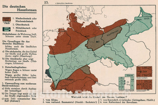Historic Map : Die deutschen hausformen, 1935, Vintage Wall Decor