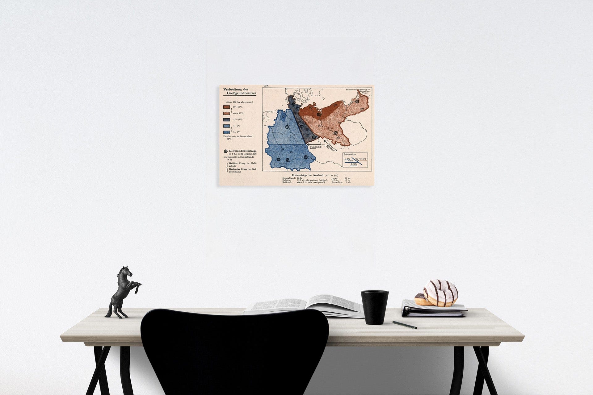 Historic Map : Verbreitung des Grossgrundbesitzes, 1935, Vintage Wall Decor