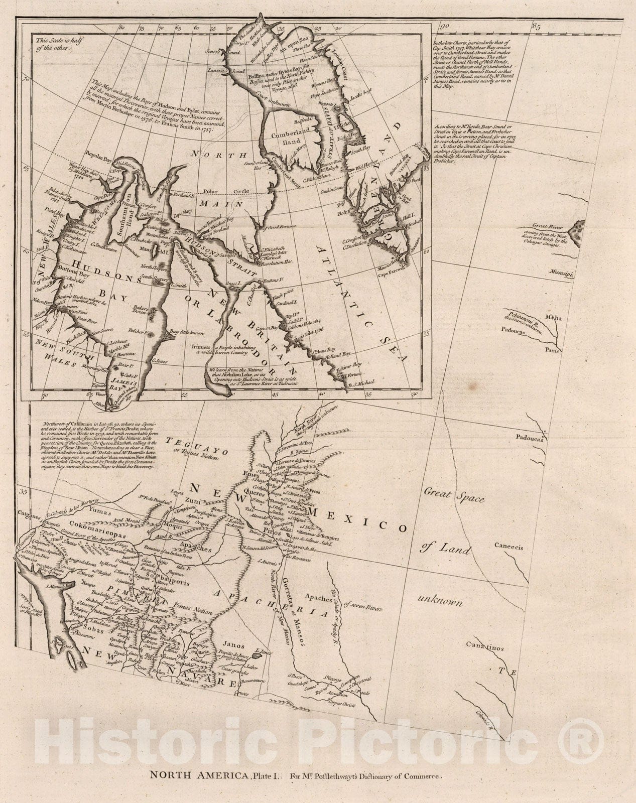 Historic Map : Vol. I. North America. Plate I, 1774, Vintage Wall Decor
