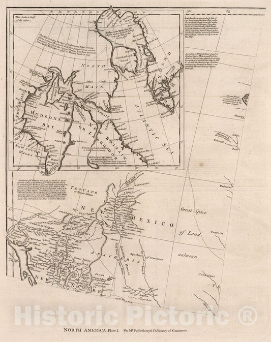 Historic Map : Vol. I. North America. Plate I, 1774, Vintage Wall Decor