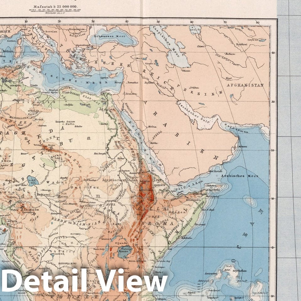 Historic Map : Supplement I. Hohen- und Tiefen-U?bersicht von Afrika, 1886, Vintage Wall Decor