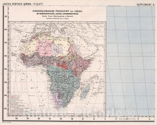 Historic Map : Supplement II. Ethnographische U?bersicht von Afrika, 1886, Vintage Wall Decor
