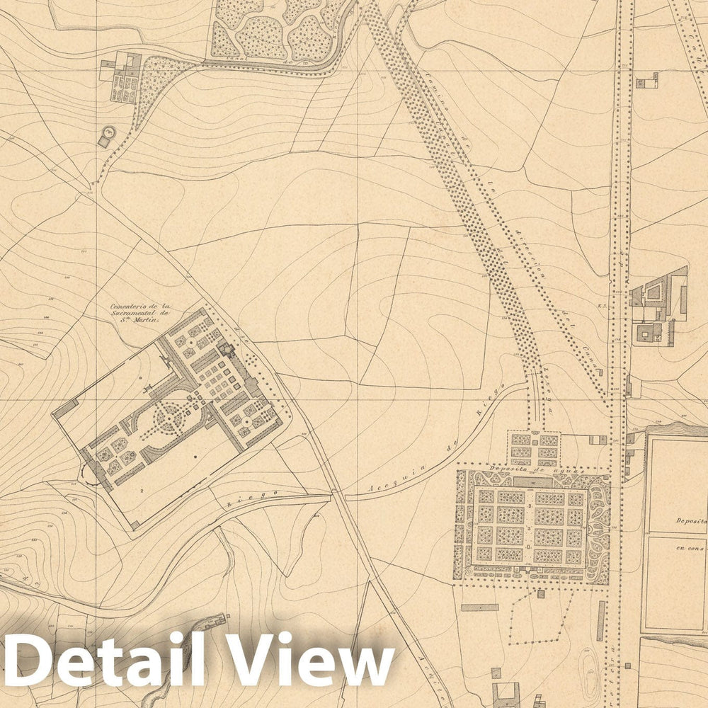 Historic Map : Hoja No. 2. Plano parcelario de Madrid, 1874, Vintage Wall Decor