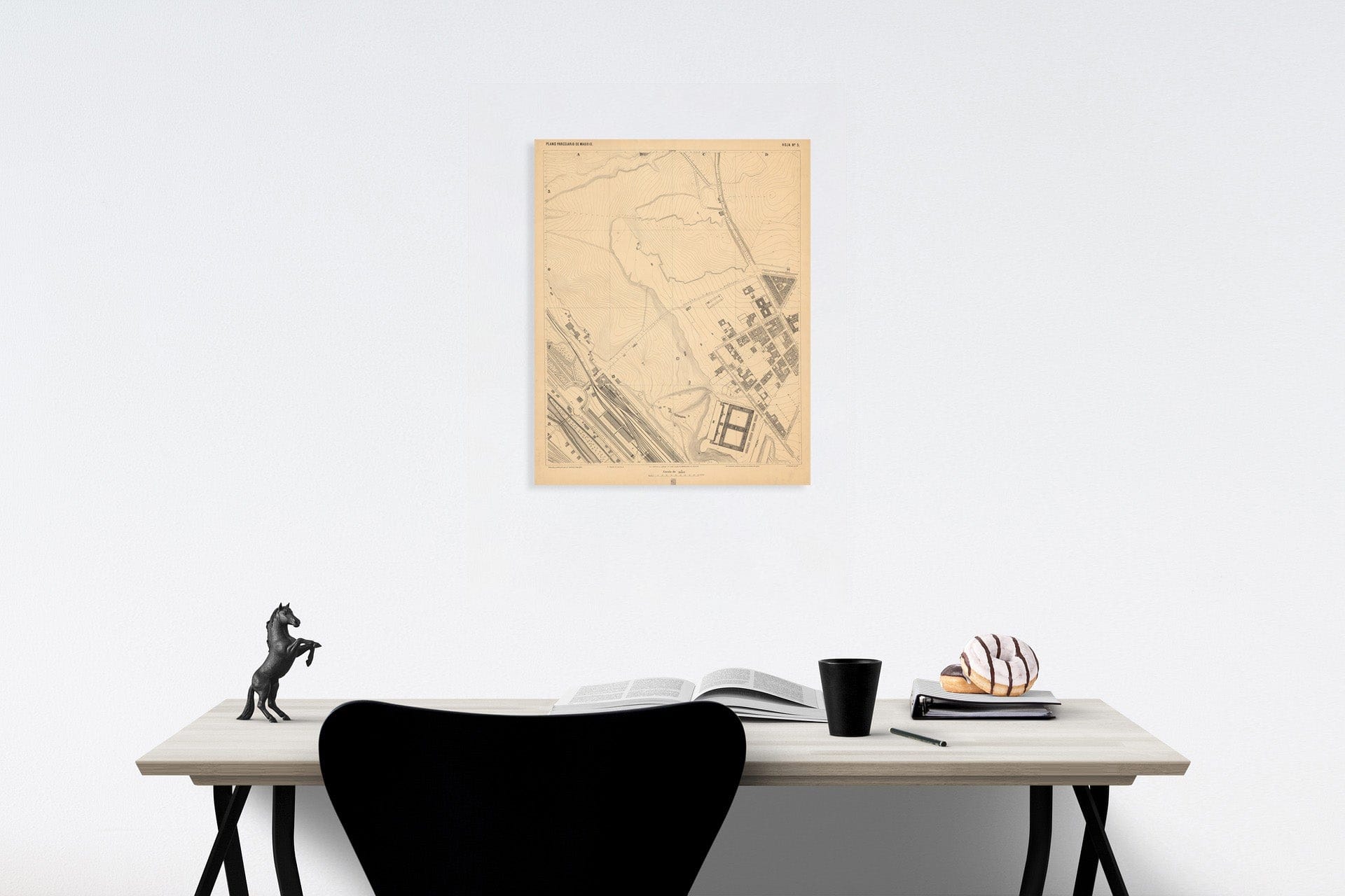 Historic Map : Hoja No. 5. Plano parcelario de Madrid, 1874, Vintage Wall Decor
