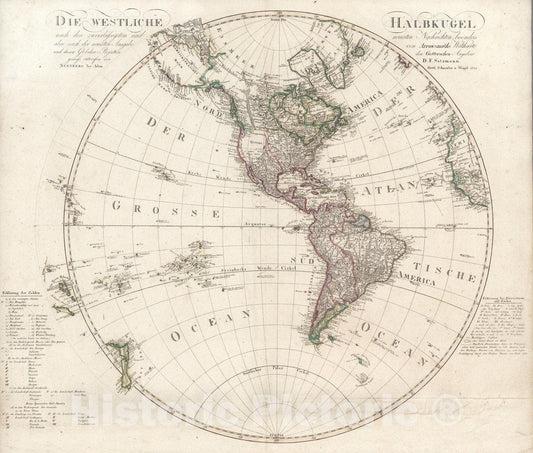 Historic Map : Die Westliche Halbkugel, 1812, Vintage Wall Decor