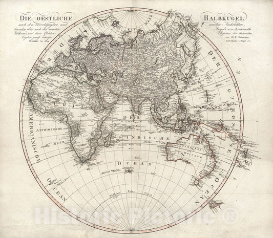 Historic Map : Die Ostliche Halbkugel, 1812, Vintage Wall Decor
