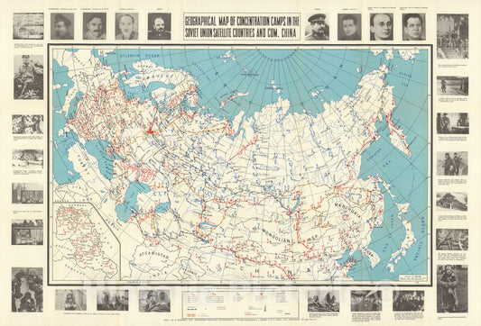 Historic Map : Geographical map of concentration camps, 1945, Vintage Wall Decor