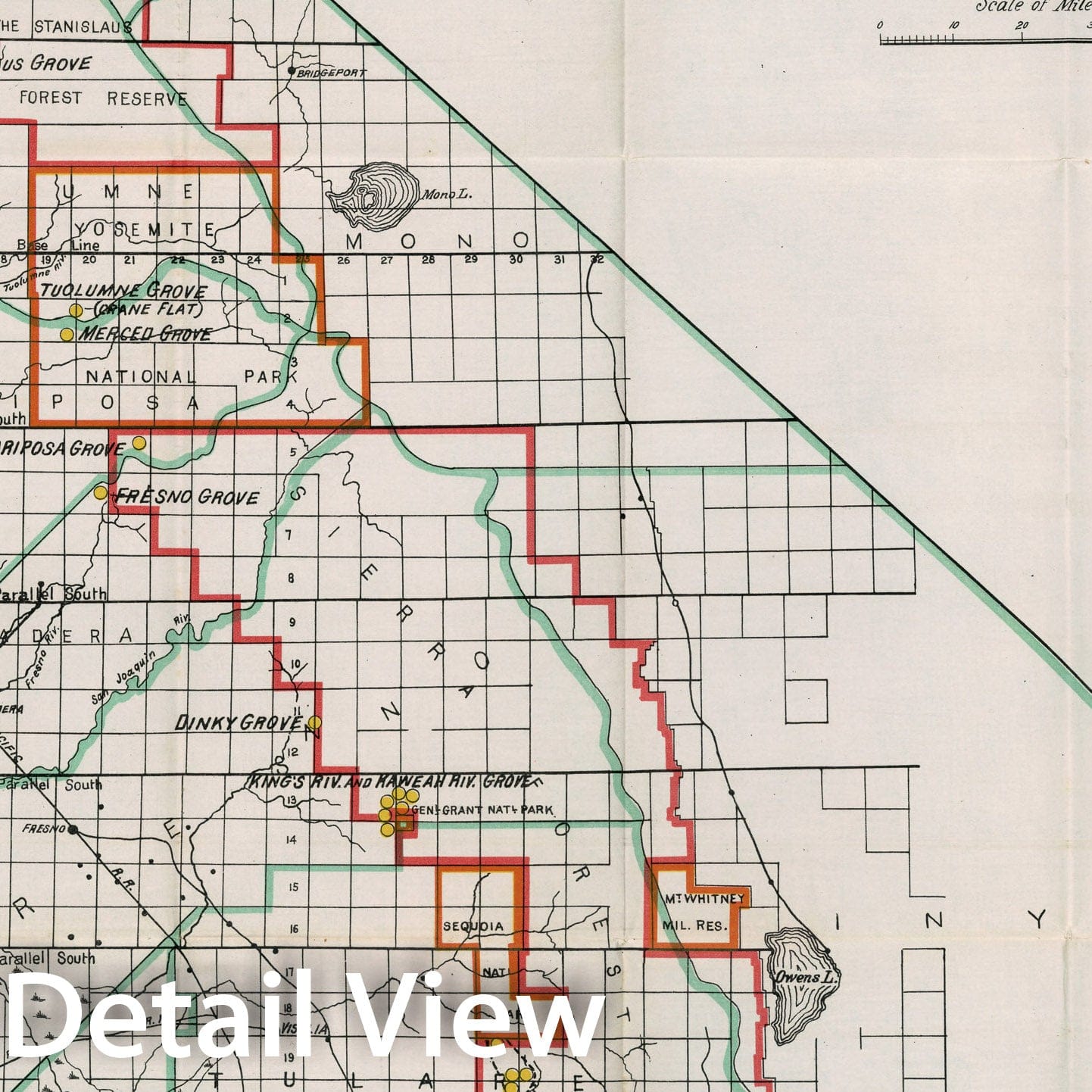 Historic Map : Map showing general location of Big Tree Groves, California, 1900, Vintage Wall Decor