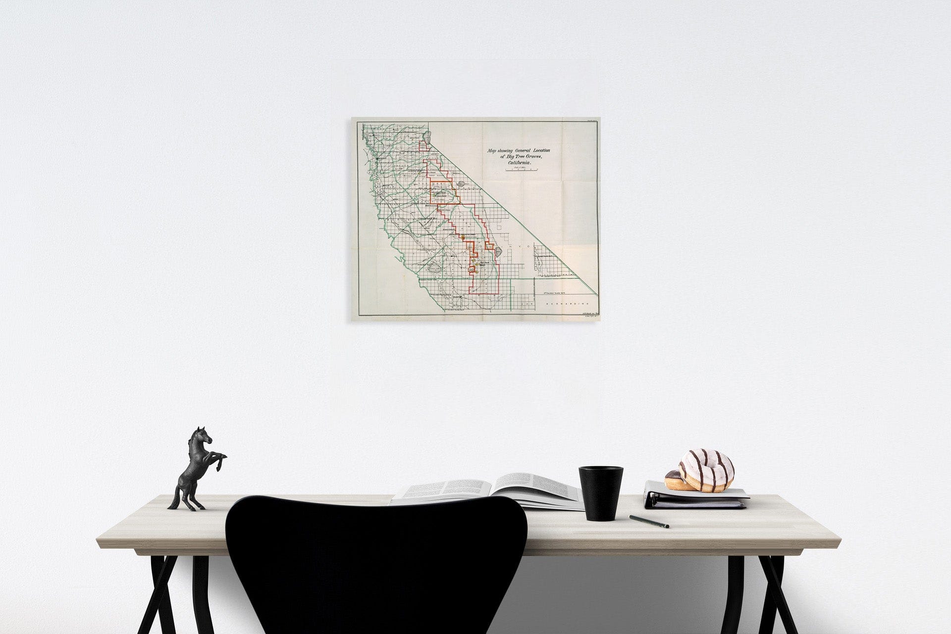 Historic Map : Map showing general location of Big Tree Groves, California, 1900, Vintage Wall Decor