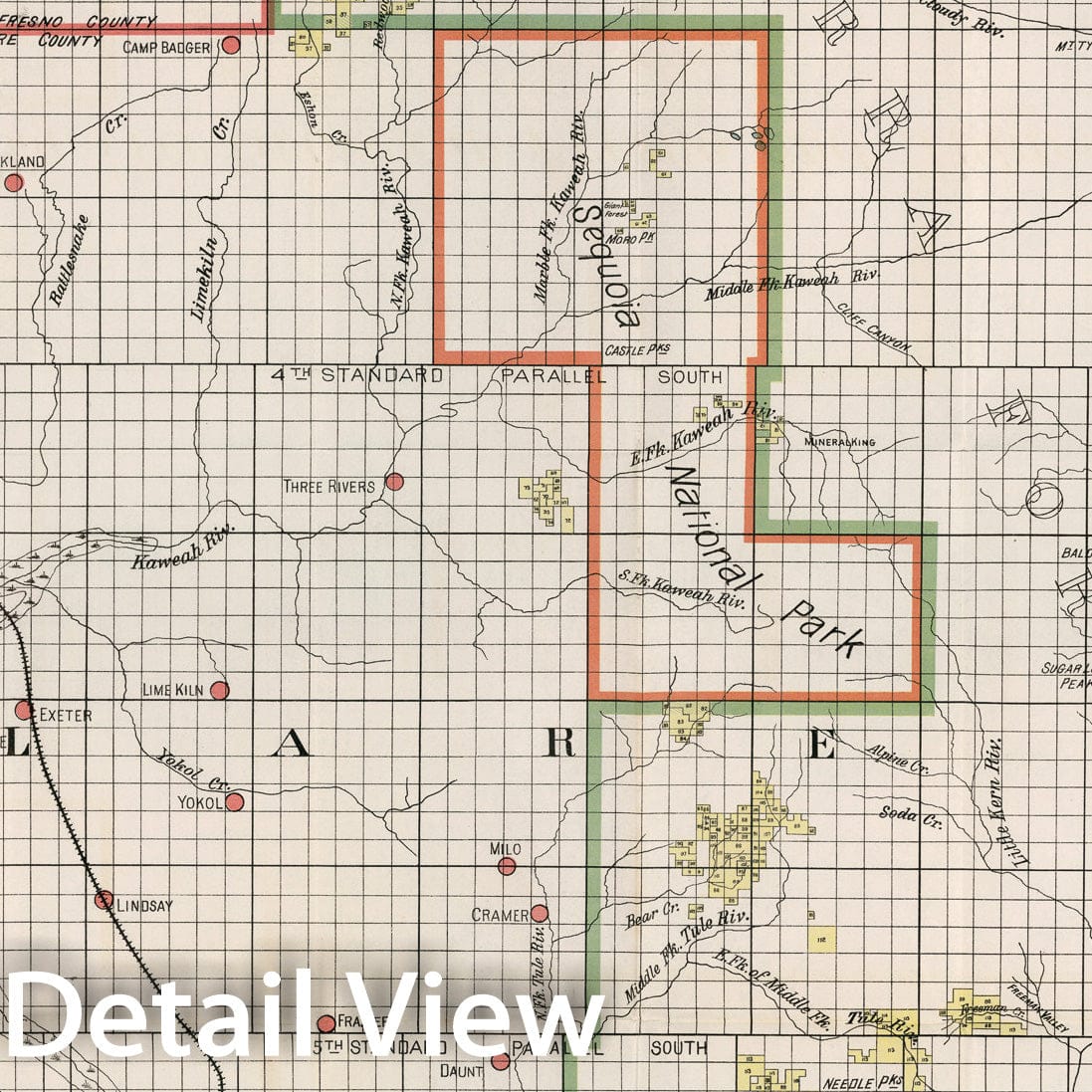 Historic Map : Map showing location of Big Tree Goves in Fresno and Tulare Counties, California, 1900, Vintage Wall Decor
