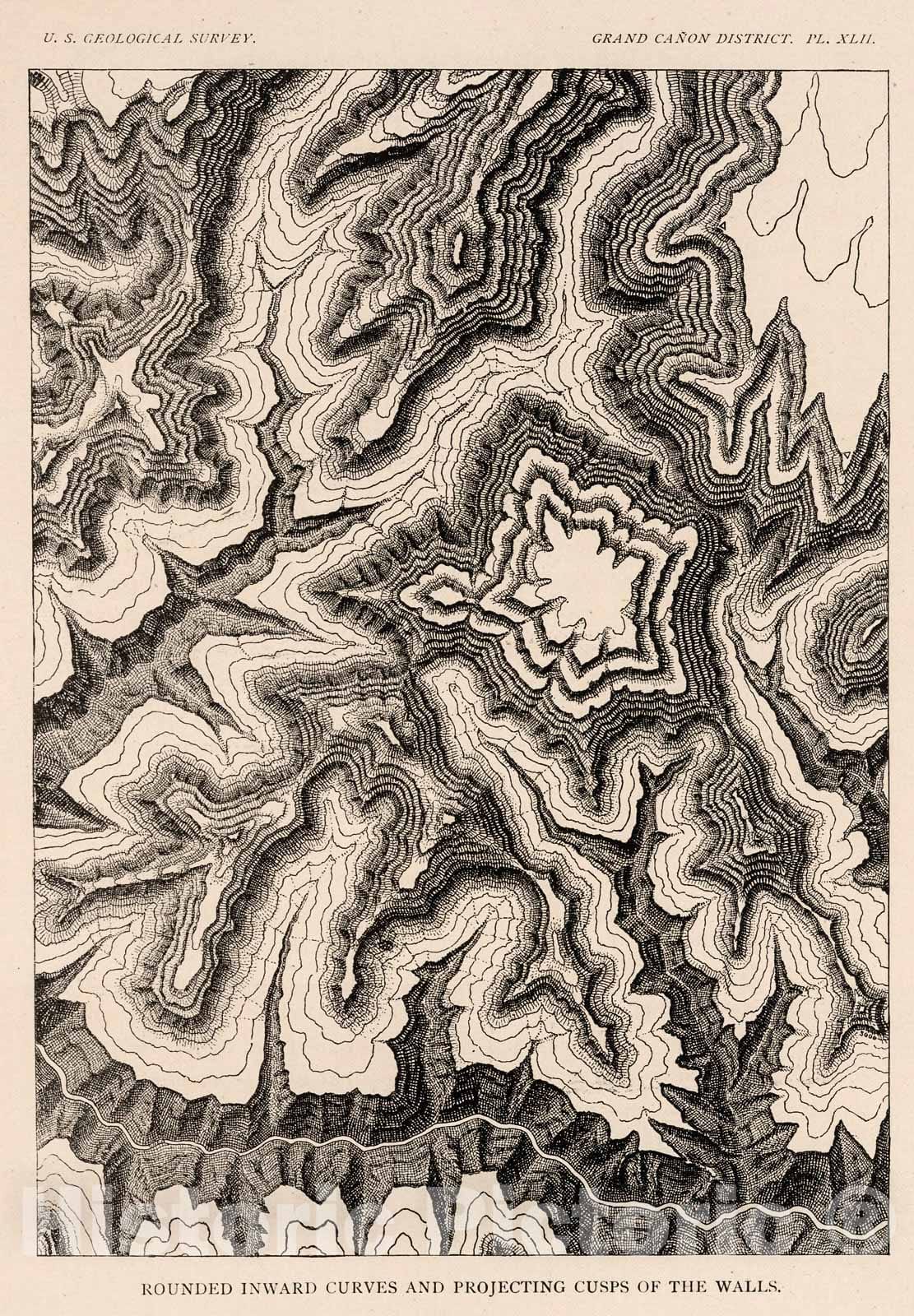 Historic Map : View: Pl. XLII. Rounded Inward Curves and Projecting Cusps of the Wall., 1882, Vintage Wall Decor