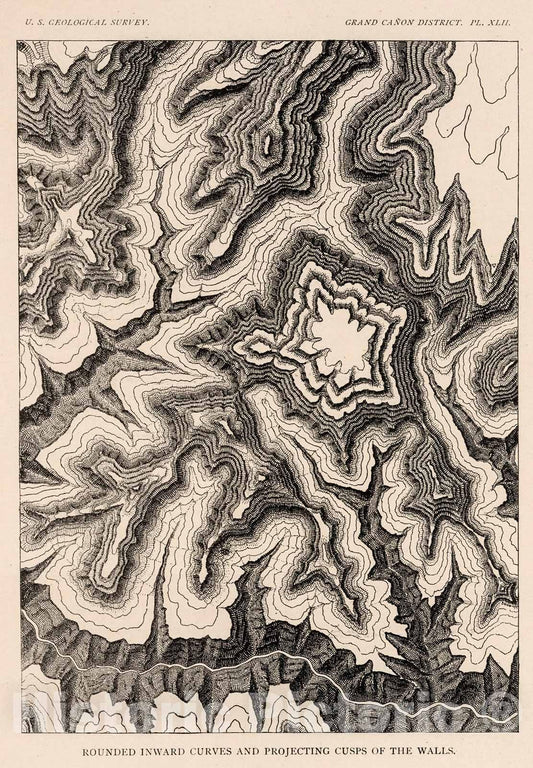 Historic Map : View: Pl. XLII. Rounded Inward Curves and Projecting Cusps of the Wall., 1882, Vintage Wall Decor