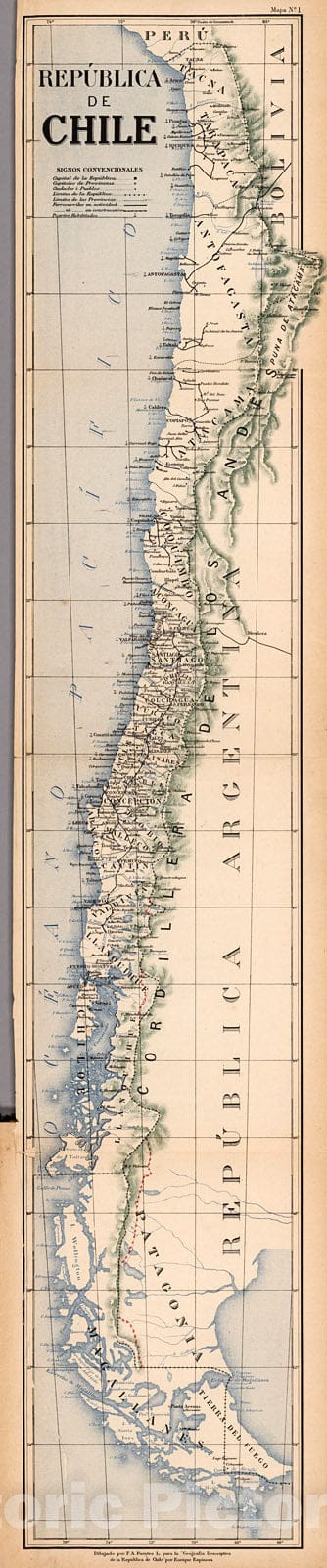 Chile, 1903 - Historical Map Print