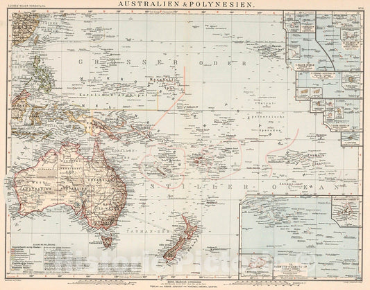 Historic Map : No. 51: Australien und Polynesien, 1899, Vintage Wall Decor