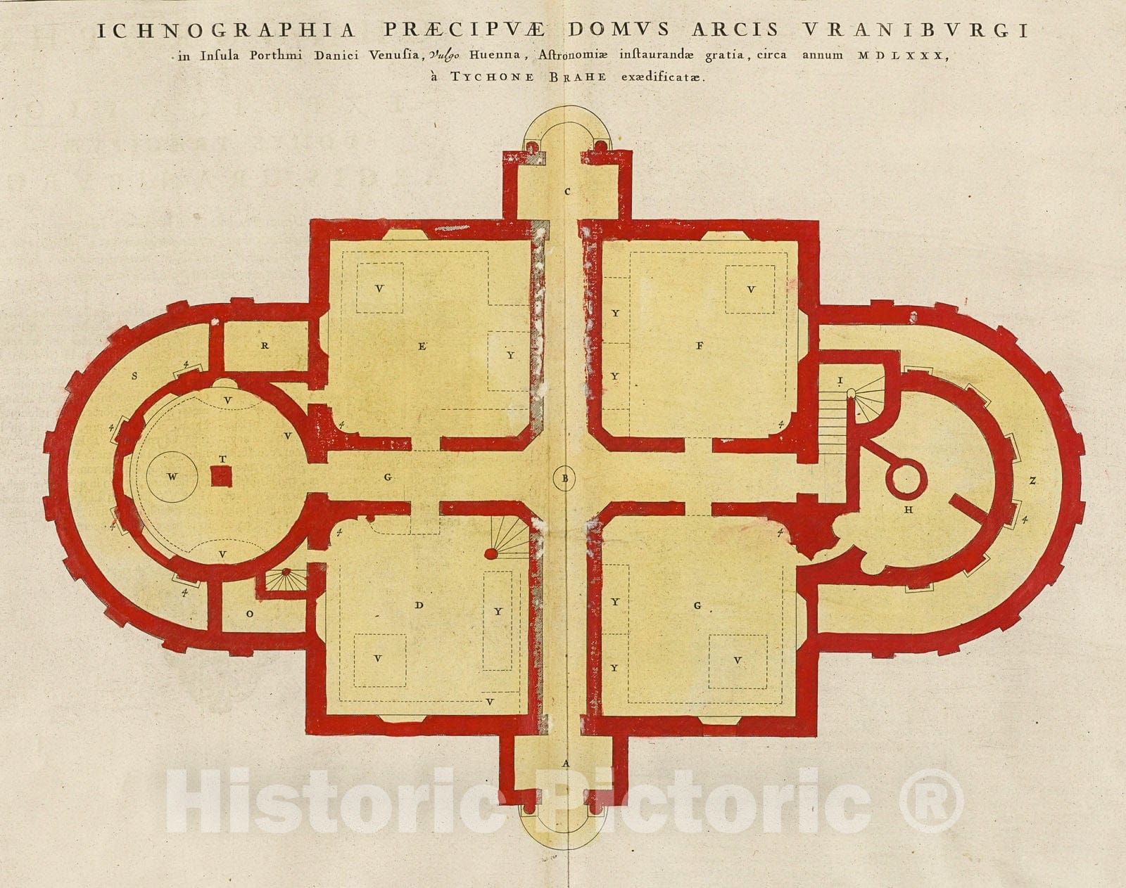 Historic Map : Ichnographia Pr?cipv? Domvs Arcis Vranibvrgi, 1665, Vintage Wall Decor
