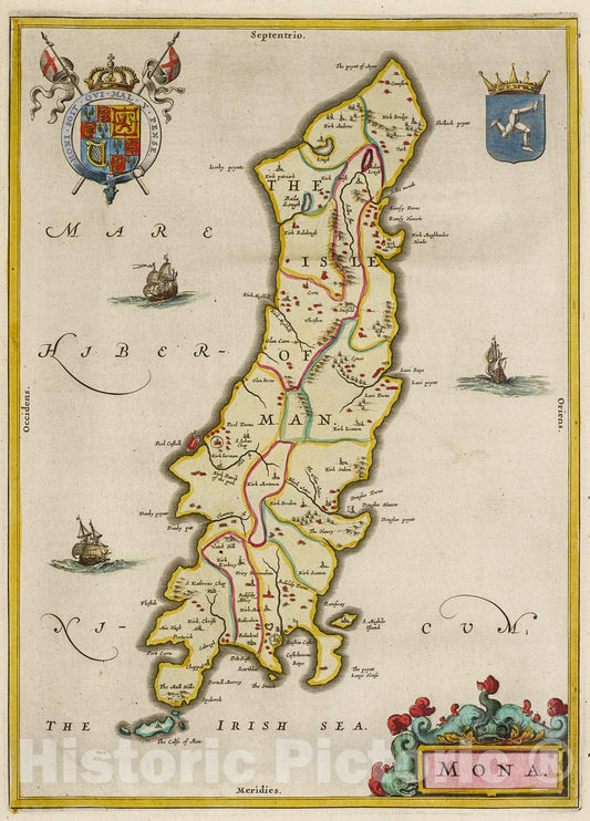 Historic Map : Mona, 1665, Vintage Wall Decor