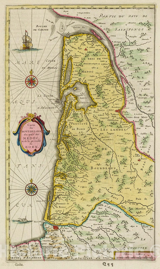 Historic Map : Carte du Bovrdelois, 1665, Vintage Wall Decor