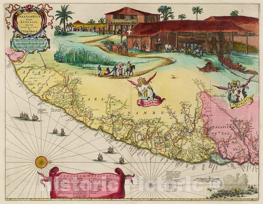 Historic Map : Praefecturae Paranambucae Pars Borealis, 1665, Vintage Wall Decor