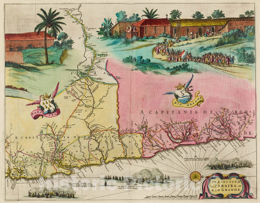 Historic Map : Praefectura De Paraiba, Et Rio Grande, 1665, Vintage Wall Decor