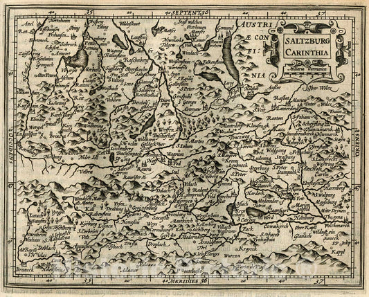 Historic Map : Salzburg Carinthia, 1607, Vintage Wall Decor
