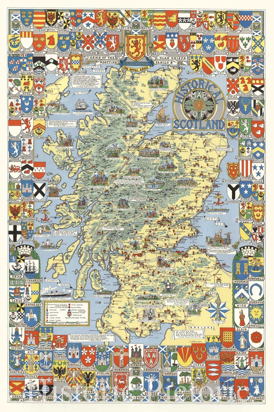 Scotland - Pictorial Map, 1962 - Historical Map Reproduction