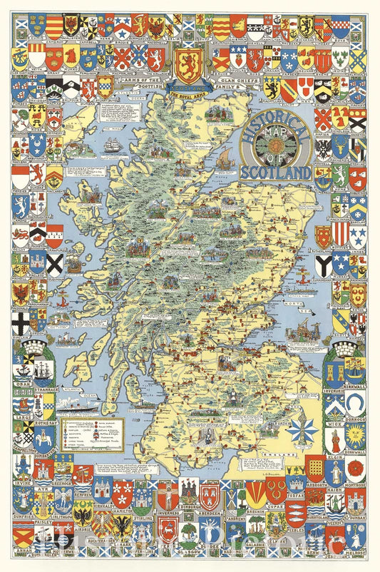 Scotland - Pictorial Map, 1962 - Historical Map Reproduction