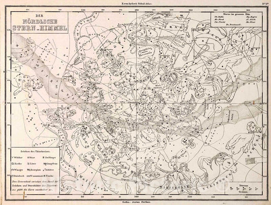 Historic Map : Der Noerdliche Stern-Himmmel., 1872, Vintage Wall Decor